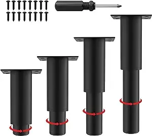 Metal Adjustable Furniture Legs 4.72-7.08 Inch, 4 Pack Cabinet Legs Couch Legs