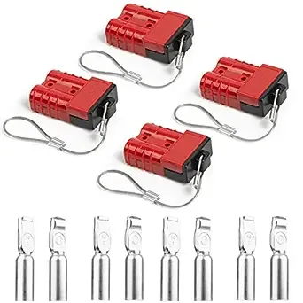 6-10 Gauge Wire Connectors, 50A Battery Quick Connect Disconnect 12V-36V Powerpole for Car Bike ATV Winches Lifts Motors More Red 4 Pcs