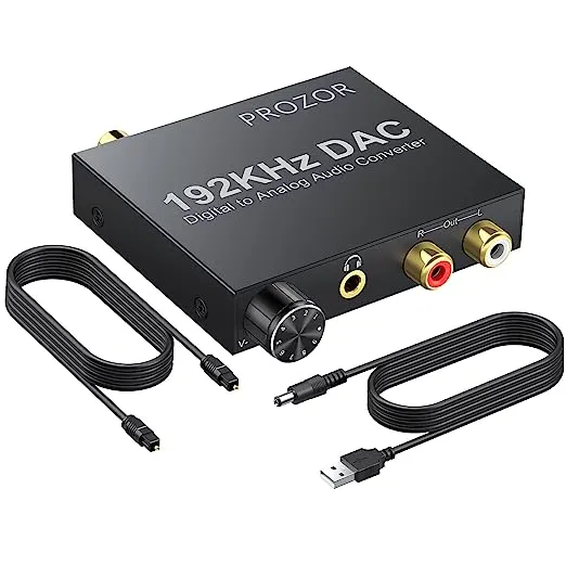 192KHz Digital to Analog Audio Converter - Upgrade Volume Adjustable Optical ...