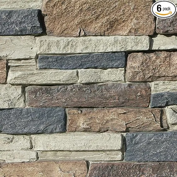 from Plain to Beautiful in Hours CE-4824-NST-6 Canyon's Edge Faux Stack Stone Panel, Nature's Spirit, 6 Pack