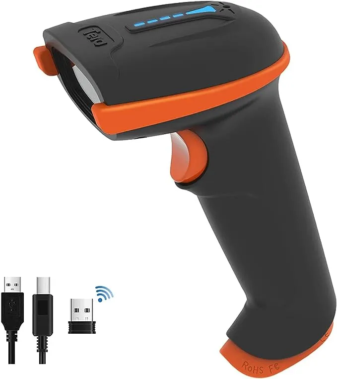 Tera Barcode Scanner Wireless and Wired with Battery Level Indicator 1D 2D QR Digital Printed Bar Code Reader Cordless Handheld