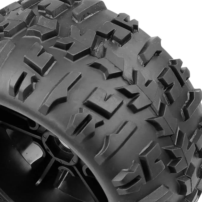 17mm Hex Wheels and Tires RC Truck Tire and Rims w/Foam Inserts for 1/8 Kraton 1/10 Maxx E-Revo, 4PCS