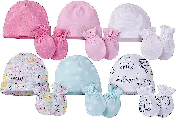 Onesies Brand Unisex Baby 12 Piece Cap and Mitten Set