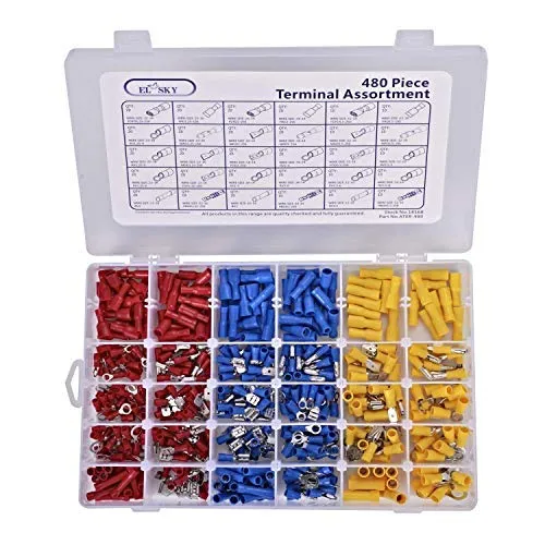 480pcs Wire Terminals Crimp Connectors, Elsky Mixed Assorted Lug Kit Insulated