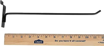 SSWBasics 12 inch Black Peg Hook for Slatwall Pack of 50 for use with 3” on center Slatwall and Slat Grid Panels