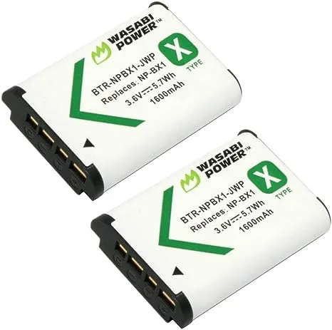 Wasabi Power Battery for Sony NP BX1, NP BX1 M8 (2 Pack)