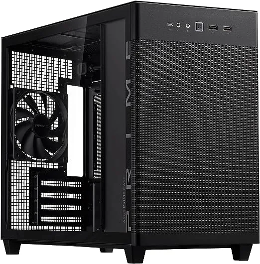 ASUS Prime AP201 33-Liter MicroATX Black case with Tool-Free Side Panels and a Quasi-Filter mesh, with Support for 360 mm Coolers, Graphics Cards up to 338 mm Long, and Standard ATX PSUs