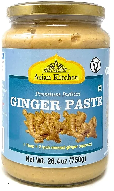 Asian Kitchen Ginger Cooking Paste 26.5oz (750g) Glass Jar ~ Vegan | Gluten Free | NON-GMO | No Colors | Indian Origin