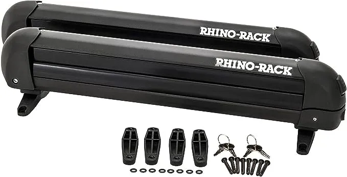 Rhino-Rack Carrier for Skis, Snowboards, Fishing Rods, Paddles, Skateboards, Water Skis, Wakeboard & More, Universal Mounting, Easy to Use, Locking, Lightweight & Heavy Duty, Suitable for All Vehicles