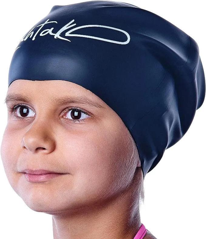 Swim Caps for Long Hair Kids - Swimming Cap for Girls Boys Kids Teens with Long Curly Hair Braids Dreadlocks - 100% Silicone Hypoallergenic Waterproof Swim Hat