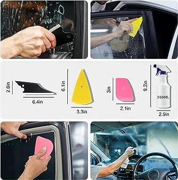 9 Pcs Vehicle Car Window Tint Application Tools Kit Glass Protective Film Installing Tool Car Window Film Squeegee Auto Vinyl Wrap Installation Kit Squeegee for Vinyl (9)