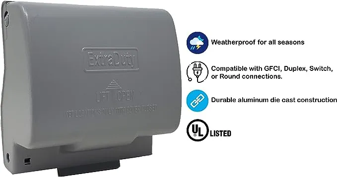 Sealproof 1-Gang Vertical Metal Weatherproof Lockable While in Use Outdoor Outlet Receptacle Cover, 7-in-1 Configurations