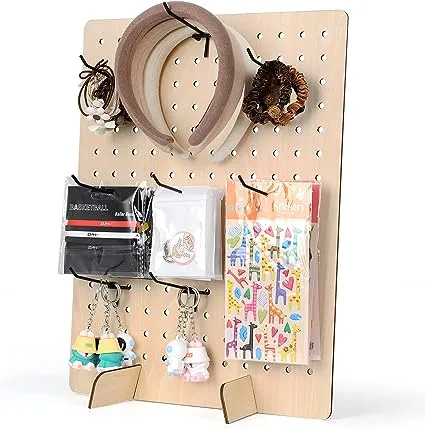 Wooden Pegboard Display Stand Retail Rack - Necklace Holder Earring Display Stands for Selling and Craft Shows - Jewelry, Pin, Stickers & Keychain Peg Board, 17" x 13"