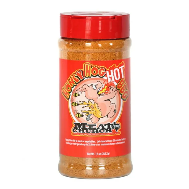 Meat Church Honey Hog Hot BBQ Rub and Seasoning for Meat and Vegetables, Gluten Free, 13 Ounces