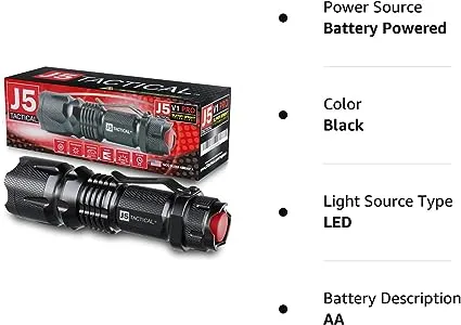 V1-Pro Flashlight (5 Pack) The Original High Lumen Ultra Bright, LED 3 Mode Flashlight …