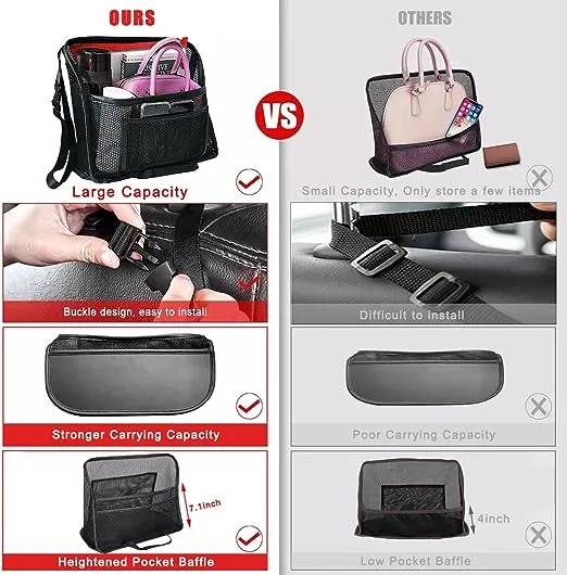 Car Net Pocket Handbag Holder Between Front Seats,Car Mesh Handbag Holder Car...