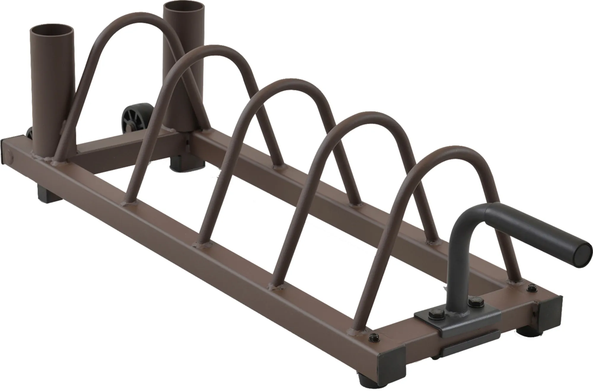 Steelbody Horizontal Plate and Olympic Bar Rack Organizer with Steel Frame and Transport Wheels STB-0130, brown 41”L x 11”W x 9.5”H