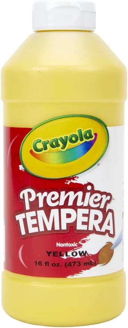 Crayola Premier Tempera Paint For Kids - Yellow (16oz), Kids Classroom Supplies, Great For Arts & Crafts, Non Toxic, Easy Squeeze Bottle