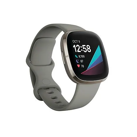 Fitbit Sense Advanced Smartwatch with Tools for Heart Health, Stress Management & Skin Temperature Trends, Sage Grey/Silver, One Size (S & L Bands Included)