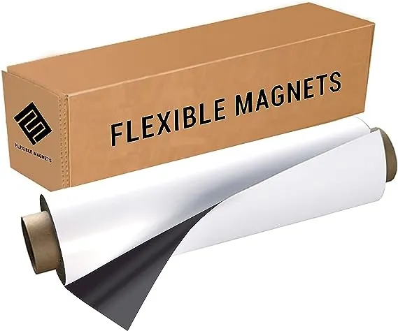 Flexible Vinyl Roll of Magnet Sheets - White, Super Strong & Ideal for Crafts - Commercial Inkjet Printable (24" x 30" x 30 mil)