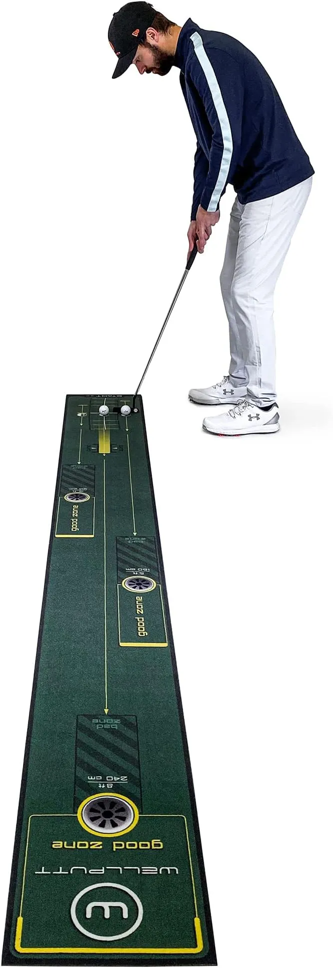 WELLPUTT - Golf Putting Training Mat - 10ft Start 2.0 10&#039;, Green 