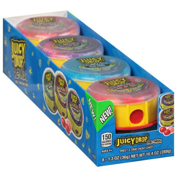 Juicy Drop Re-Mix Sweet & Sour Chewy Back to School Candy Variety Pack-Sweet & Sour Gummy Candy Bites in Assorted Fruity Flavors -Bulk Sour Candy For Party Favors, Back to School Treats & Care Package