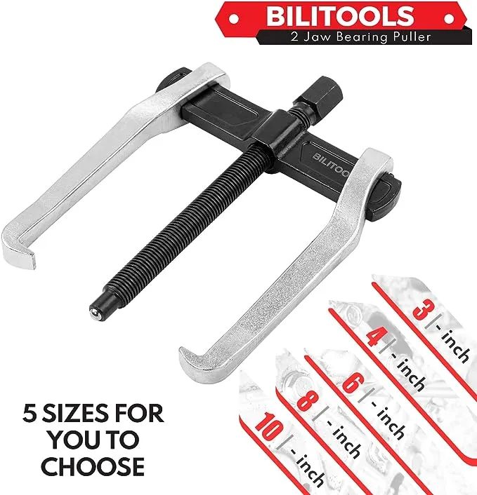 BILITOOLS 4" 2-Jaw Gear Puller, Internal External for Removal of Pulleys Flywheels Bearings & Gears