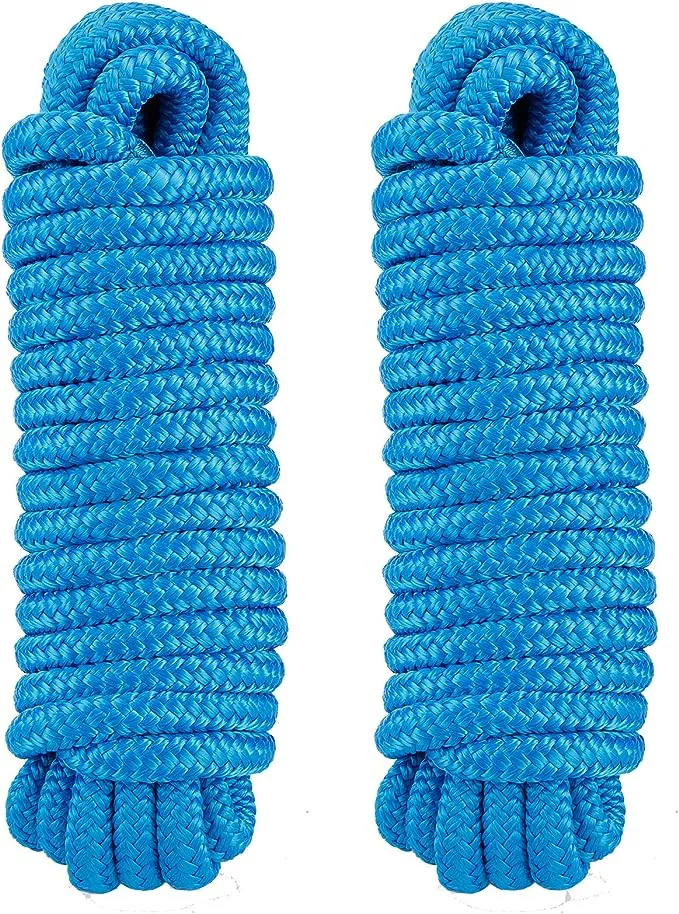 4 Pack 1/2 Inch 15FT Double Braid Nylon Rope Boat Dock Line Marine Mooring Rope