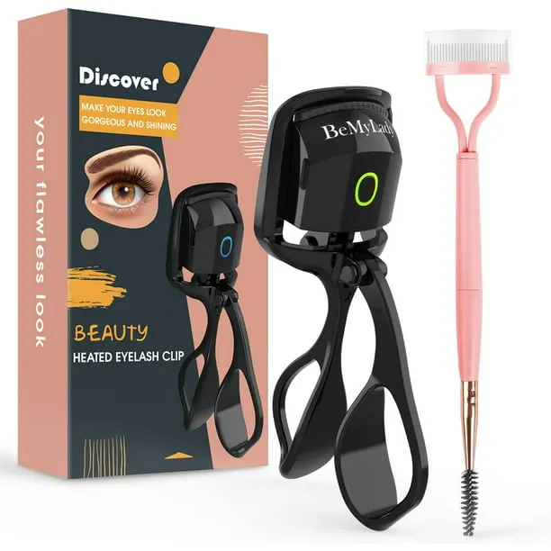 Heated Eyelash Curler USB Rechargeable Electric Eyelash Curler with Eyelash Separator Partial Precision Eyelash Curler 2 Heating Modes Long Lasting Natural Curling Eye Lashes