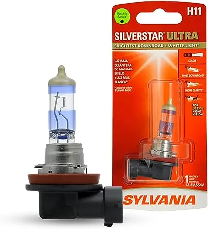 SYLVANIA - H11 SilverStar Ultra - High Performance Halogen Headlight Bulb, High Beam, Low Beam and Fog Replacement Bulb, Brightest Downroad with Whiter Light, Tri-Band Technology (Contains 1 Bulb)