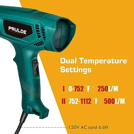 Heat Gun, Dual Temperature Settings 752℉-1112℉Hot Air Gun Kit with 4 Nozzles for Crafts, Shrink Wrapping/Tubing, Paint Removing (HG0080)