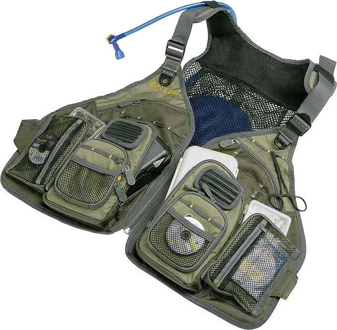 Allen Company, Big Horn Fishing Chest Vest with MOLLE Web Gear Lash, with Hydration Storage Pocket, Fishing Outdoor Gear, Olive, Medium (6346)