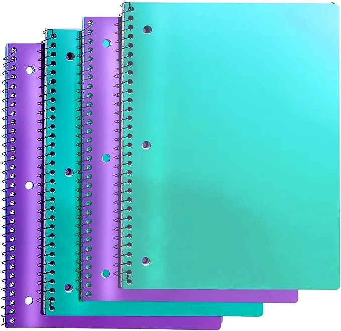  College-Ruled Spiral Notebook, 1-Subject, 80 Sheet, Metallic Purple and Teal, 