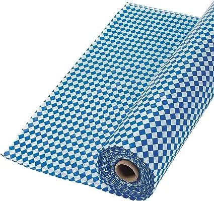 Fun Express Blue and White Argyle Tablecloth Cover Roll (100 feet) Oktoberfest and Party Supplies