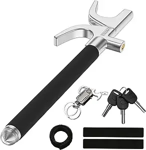 IMAYCC Anti Theft Steering Wheel Lock, Retractable Steering Lock, Universal Adjustable Car Theft Prevention Device with 3 Keys and Safety Hammer, Vehicle Anti Theft Lock Fit for Car/Auto/Truck/SUV/Van