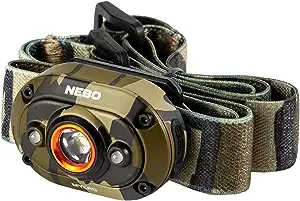 NEBO MYCRO USB Rechargeable, Adjustable LED Headlamp & Cap Light, Bright Spot Light for Camping, Hiking, Caving, Fishing with Adjustable Head Strap and Cap Clip, IPX4 Water Resistant