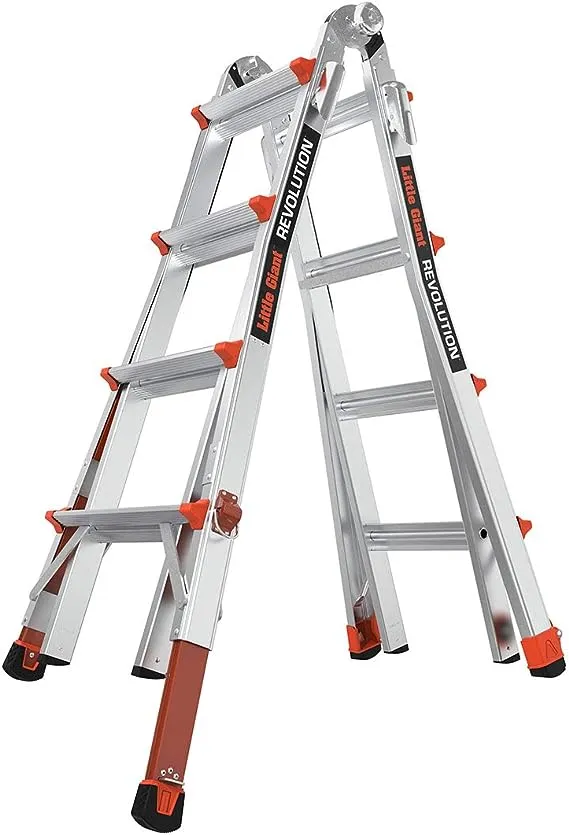 Little Giant Ladders, Revolution with Ratchet Levelers, M17, 17 ft, Multi-Position Ladder,Ratchet™ leg levelers, Aluminum, Type 1A, 300 lbs weight rating (12017-801)