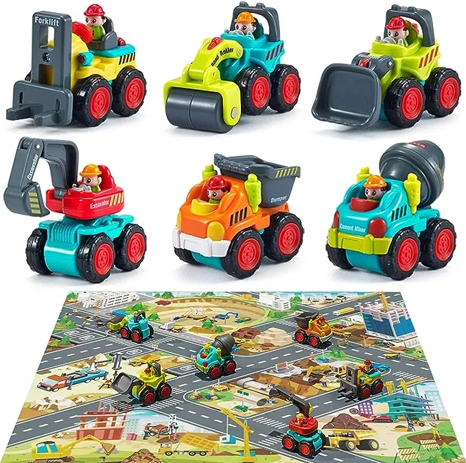 iPlay, iLearn Toddler Construction Toy Trucks, Baby Mini Push Go Cars... 