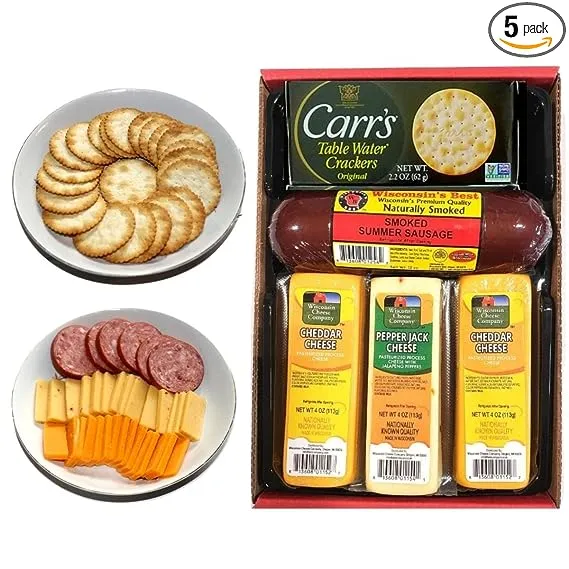 WISCONSIN'S BEST & WISCONSIN CHEESE COMPANY's Classic Cheese, Cracker and Sausage Gift Basket. 100% Wisconsin Cheddar Cheese Blocks & Pepper Jack Cheese Blocks Gift Box for Birthday Gifts, Thank You Gifts, Get Well Gifts to Send.Great Meat and Cheese Gif