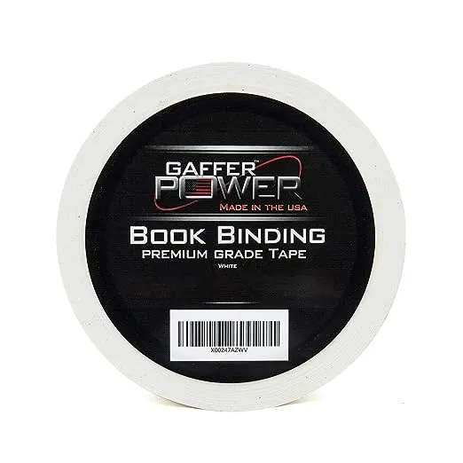 Gaffer Power Bookbinding Tape, Clear Cloth Book Repair Tape Safe Cloth Library Book Hinging Repair Tape, Made in The USA, Acid Free and Archival Safe