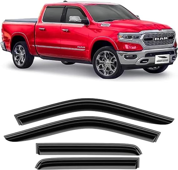 Extra Durable Window Deflectors in-Channel Window Visors Rain Guards Fit for Dodge Ram 1500 2019-2024 Crew Cab, Sun Visors, Wind Vent Visors, Vent Shades, Exterior Car Accessories - 4 pcs. AG0032