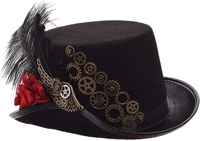 GRACEART Unisex Steampunk Top Hats with Goggles for Women Men