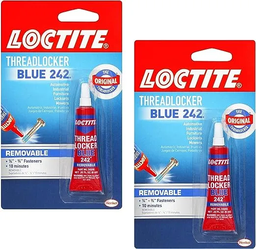 Loctite Heavy Duty Threadlocker, 0.2 oz, Blue 242, Single, 2 Pack