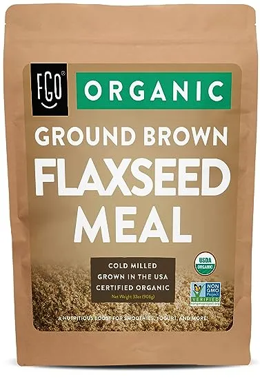 FGO Organic Ground Brown Flaxseed Meal, Cold Milled, Grown in USA, 1 Pound (Pack of 1)