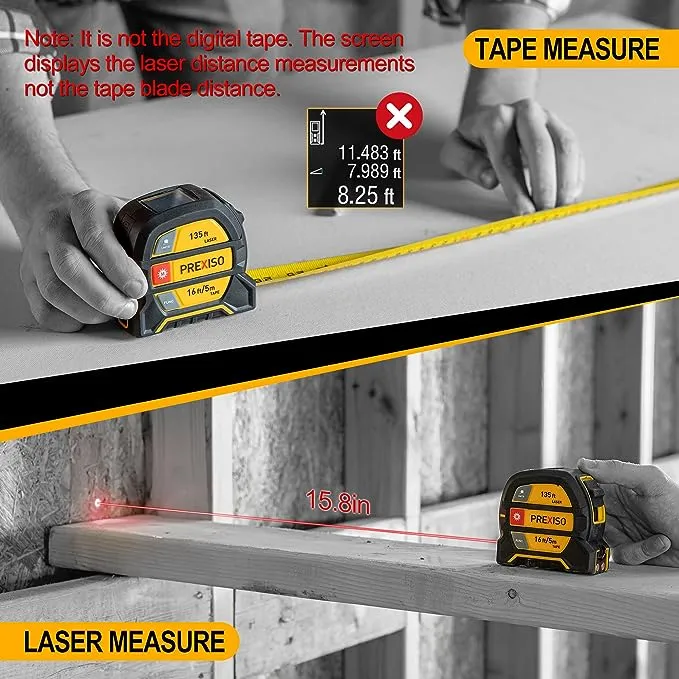 PREXISO 2-in-1 Laser Tape Measure