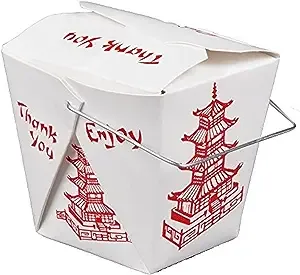 Bits N Things Pagoda Chinese Take Out Boxes with Wire Handle 16 Oz/Pint Size (25 Count)