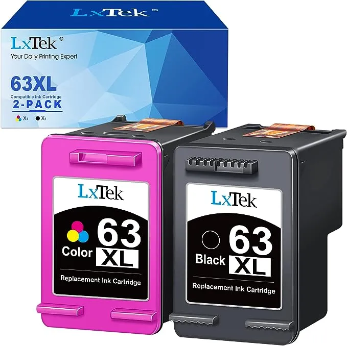 LxTek Remanufactured 63XL Ink Cartridges Combo Pack Replacement for HP 63 63XL to use with HP Officejet 5255 5258 5260 3830 Envy 4520 4516 DeskJet 1112 2132 3632 Printer Tray(Black, Color)