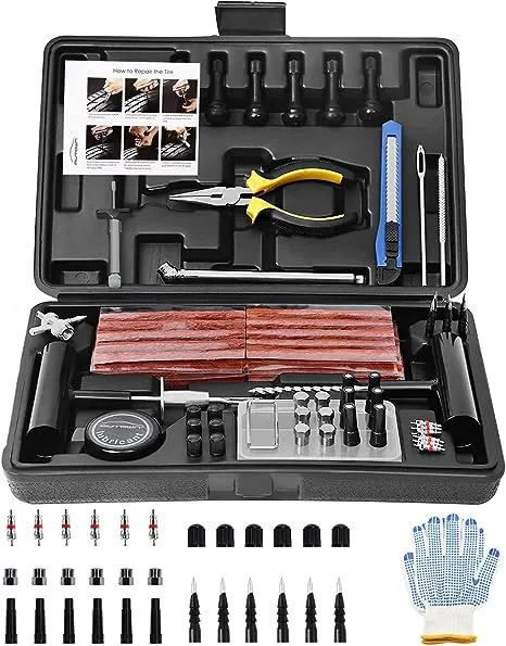 Tire Repair Kit, 102 Pcs Heavy Duty Tire Plug Kit for Car, Universal Tire Patch kit to Fix Punctures and Plug Flats, tire Repair Plugs Truck, RV, ATV, Tractor, Trailer