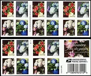 Flowers from The Garden Book of 20 USPS First Class Postage Stamps American Celebrate Beauty