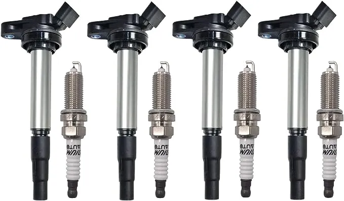 OYEAUTO Iridium Spark Plug Ignition Coil Pack Set of 4 Compatible with Toyota ...